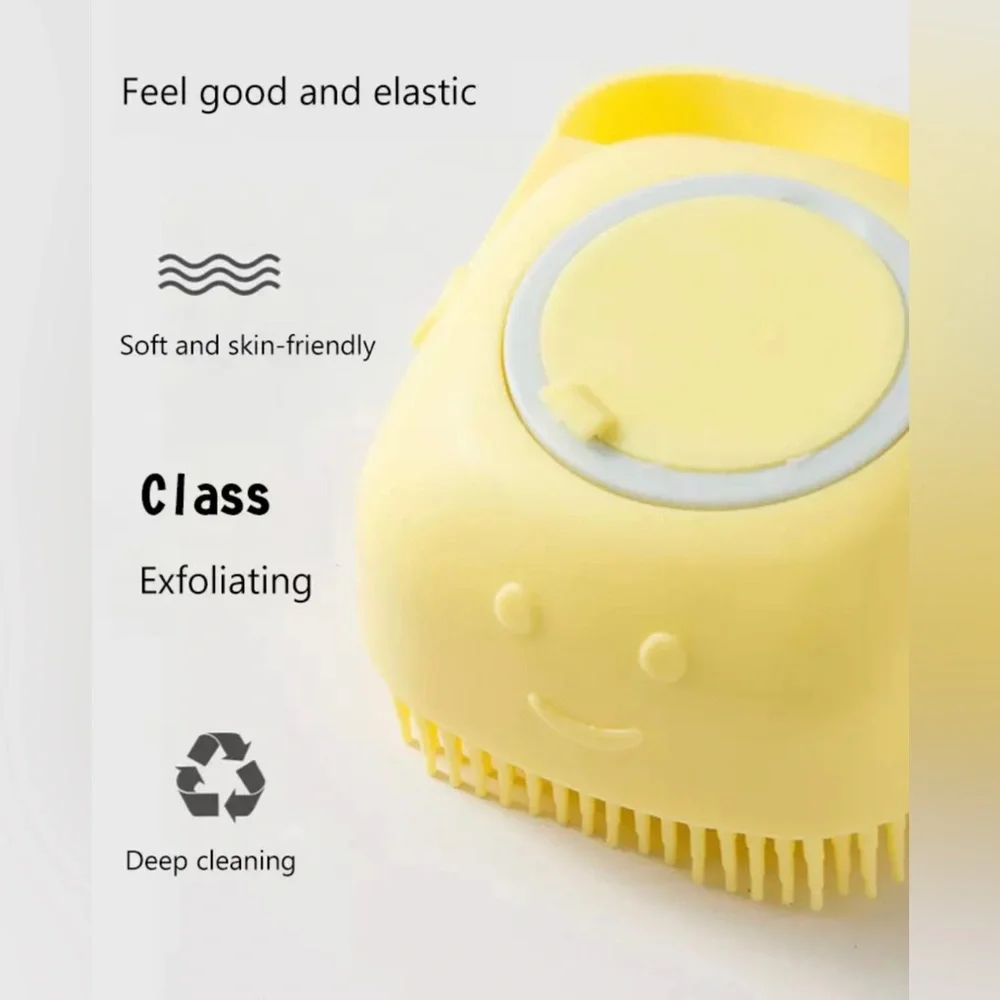 Pet Bath Brushes Massage Shampoo Dispenser Available in Pink, Yellow and Green